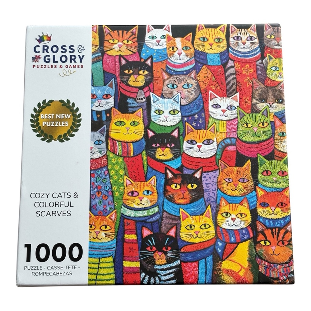 Cross & Glory Cozy Cats & Colorful Scarves 1000 Piece Puzzle